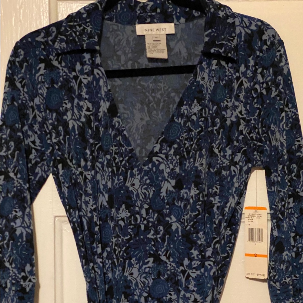 Nine West Blue and Black Print Dress